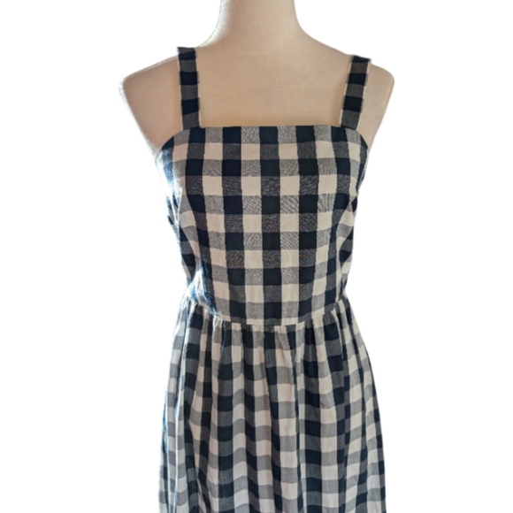 J. Crew Navy Gingham Maxi Dress XS Sundress Smocked Back - Picture 7 of 15